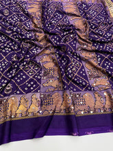 Load image into Gallery viewer, Desiring Function Wear Pure Satin Silk Ajrak Printed Rich Pallu n Original Mirror Work Designer Saree With Blouse Piece
