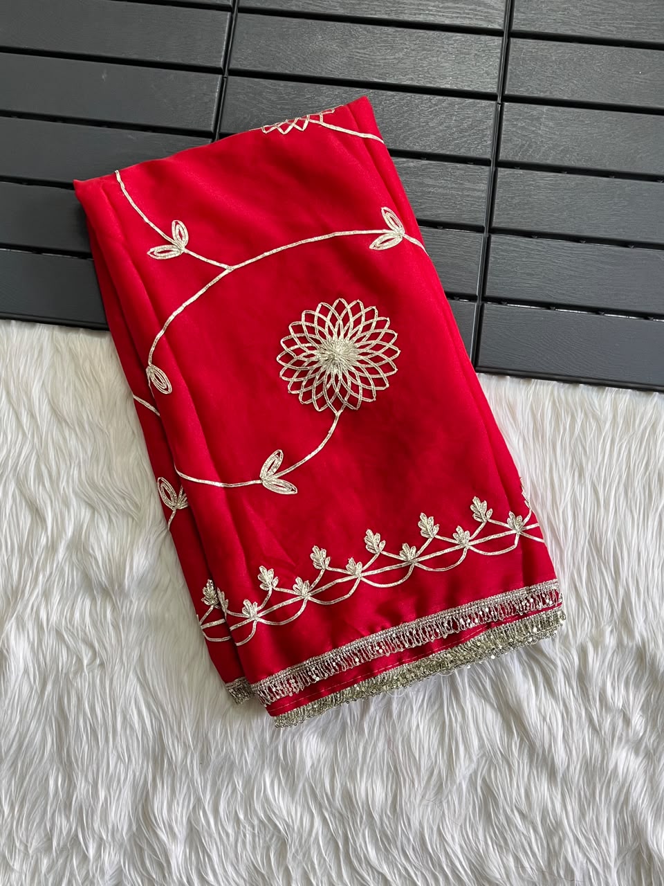 Dazzling Party Wear Georgette Gotapatti Work Designer Saree With Blouse Piece