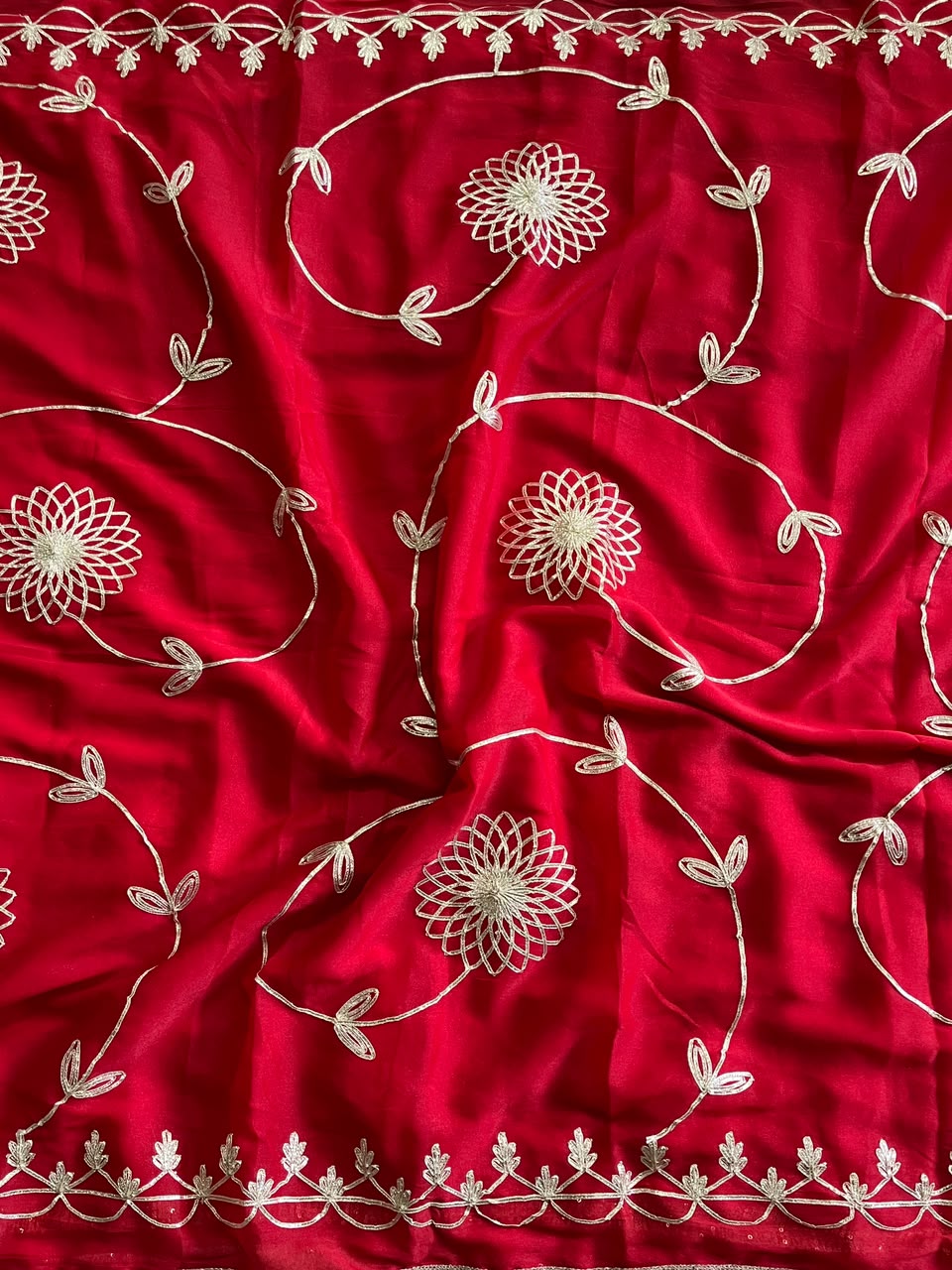Dazzling Party Wear Georgette Gotapatti Work Designer Saree With Blouse Piece