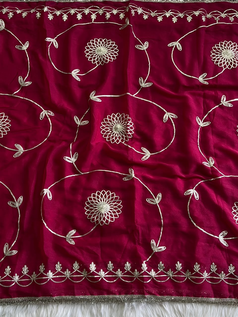 Dazzling Party Wear Georgette Gotapatti Work Designer Saree With Blouse Piece