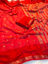 Load image into Gallery viewer, Incredible Function Wear Soft Tussar Silk Jacquard Weaving Work Rich Pallu Fancy Saree With Blouse Piece
