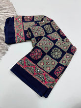 Load image into Gallery viewer, Adorable Function Wear Pure Satin Silk Ajrak Printed Rich Pallu n Mirror Work Saree With Blouse Piece
