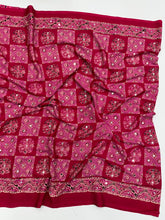 Load image into Gallery viewer, Adorable Function Wear Pure Satin Silk Ajrak Printed Rich Pallu n Mirror Work Saree With Blouse Piece

