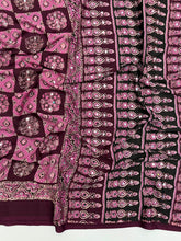 Load image into Gallery viewer, Adorable Function Wear Pure Satin Silk Ajrak Printed Rich Pallu n Mirror Work Saree With Blouse Piece
