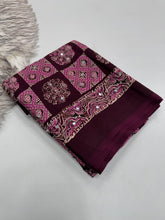 Load image into Gallery viewer, Adorable Function Wear Pure Satin Silk Ajrak Printed Rich Pallu n Mirror Work Saree With Blouse Piece
