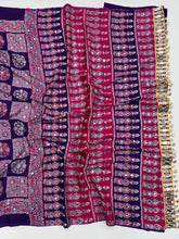 Load image into Gallery viewer, Adorable Function Wear Pure Satin Silk Ajrak Printed Rich Pallu n Mirror Work Saree With Blouse Piece
