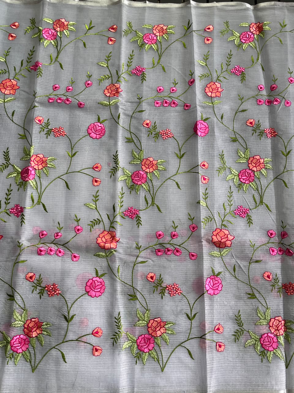 Groovy Party Wear Pure Kota Doriya Zari Weaving Border n Embroidery Work Designer Saree With Blouse Piece