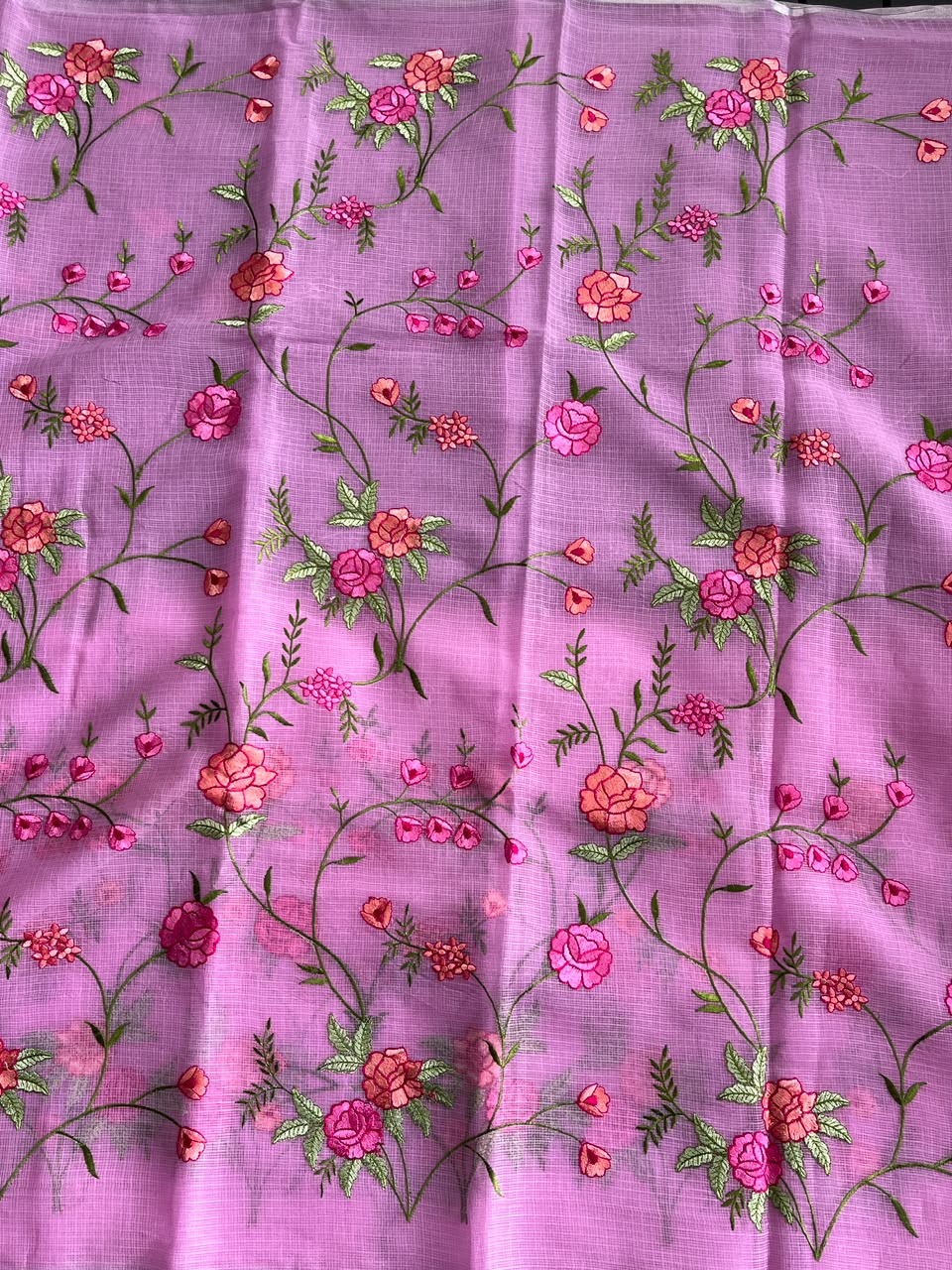 Groovy Party Wear Pure Kota Doriya Zari Weaving Border n Embroidery Work Designer Saree With Blouse Piece