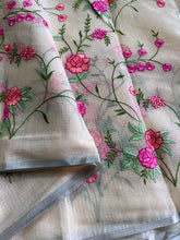 Load image into Gallery viewer, Groovy Party Wear Pure Kota Doriya Zari Weaving Border n Embroidery Work Designer Saree With Blouse Piece
