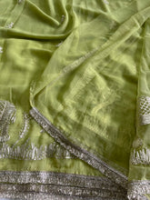 Load image into Gallery viewer, Exuberant Festive Wear Chiffon Silk Embroidery Tussels Work Designer Saree With Blouse Piece
