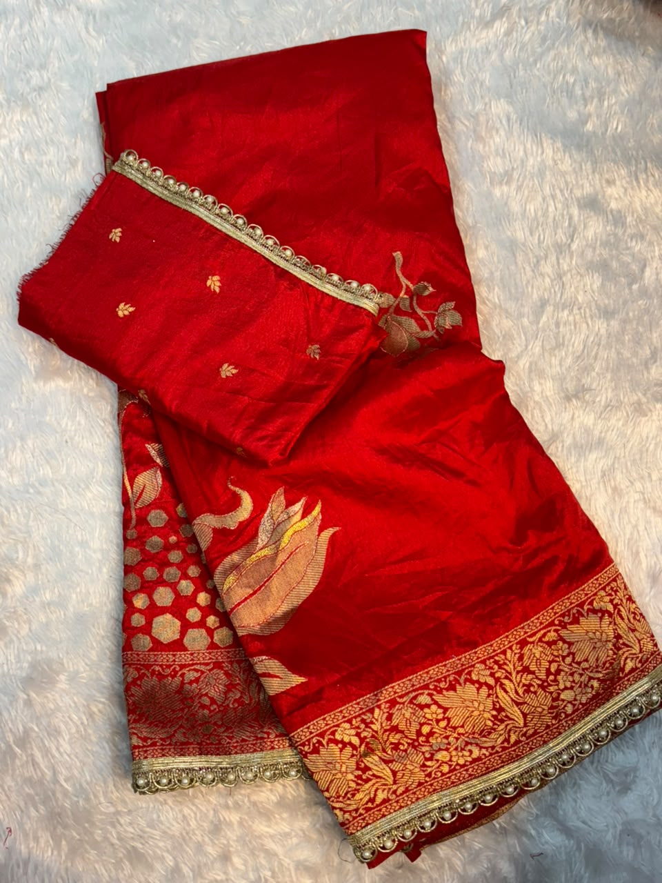 Heritage Wedding Wear Banarasi Silk Embroidery n Sequence Work Designer Saree With Blouse Piece
