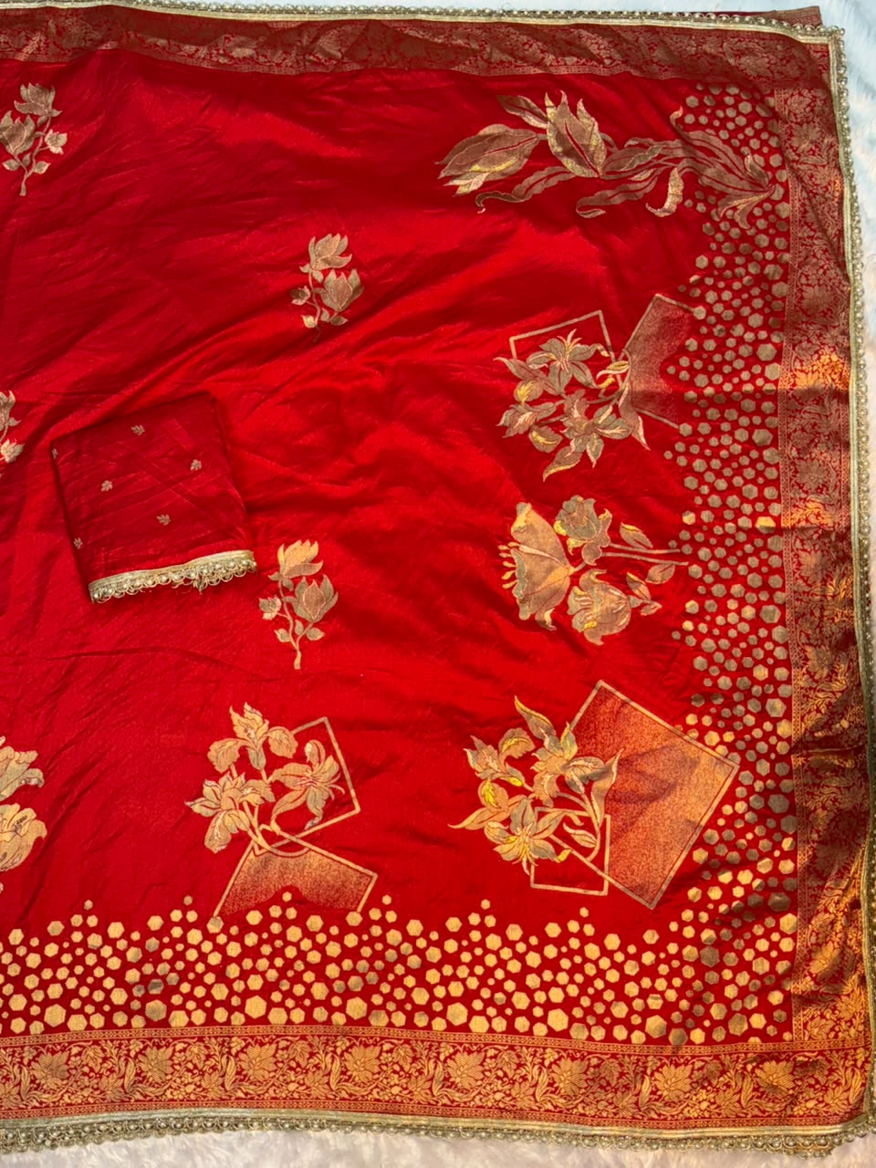 Heritage Wedding Wear Banarasi Silk Embroidery n Sequence Work Designer Saree With Blouse Piece
