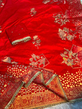 Load image into Gallery viewer, Heritage Wedding Wear Banarasi Silk Embroidery n Sequence Work Designer Saree With Blouse Piece
