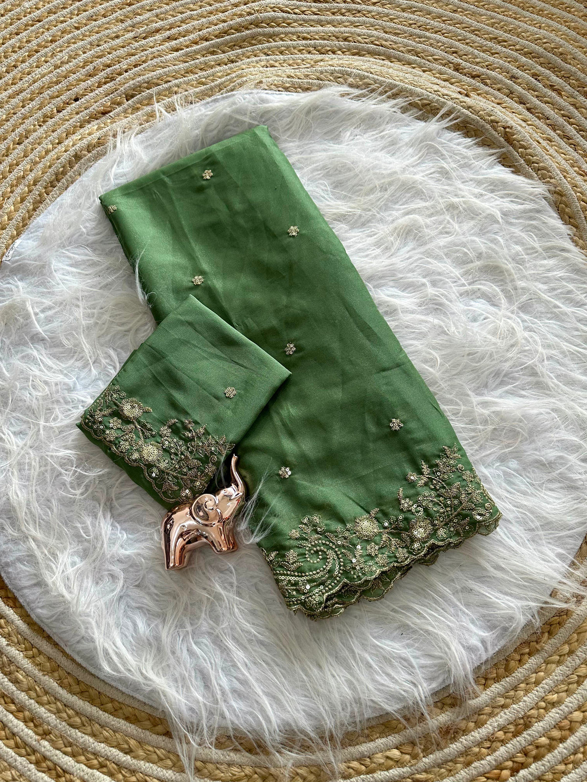 Entrancing Festive Wear Georgette Heavy Sequence Work Designer Saree With Blouse piece