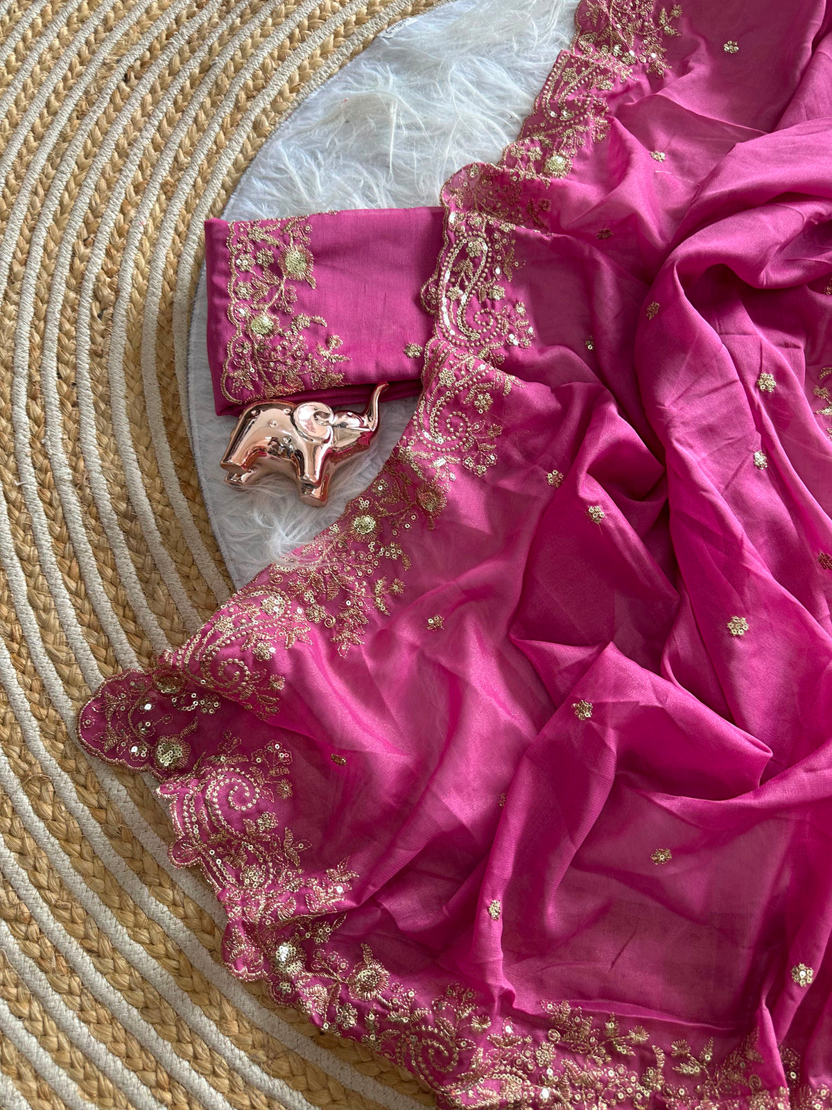 Entrancing Festive Wear Georgette Heavy Sequence Work Designer Saree With Blouse piece