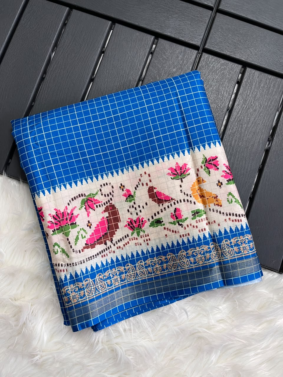 Desiring Function Wear Soft Linen Cotton Print n Rich Pallu Saree With Blouse Piece