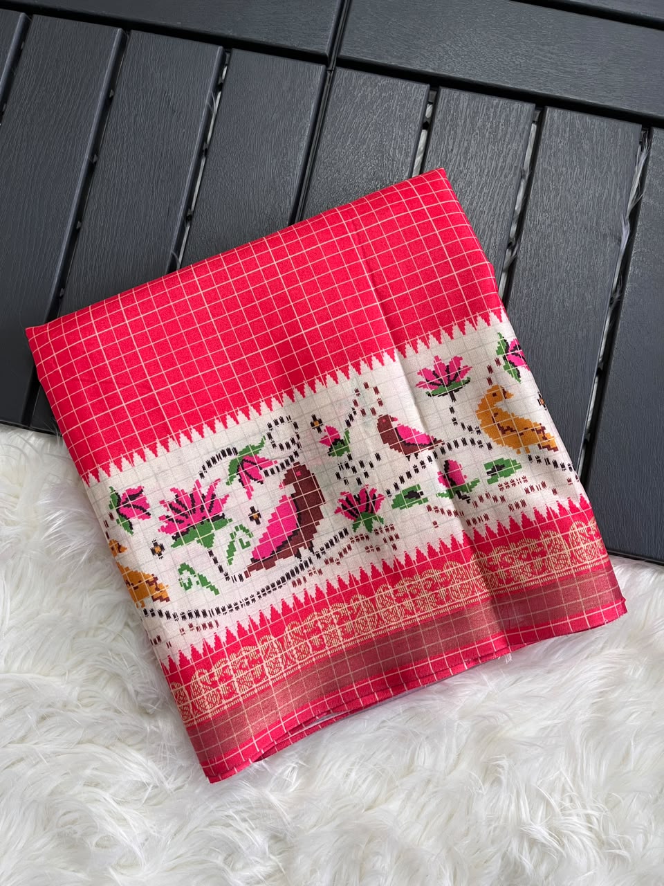 Desiring Function Wear Soft Linen Cotton Print n Rich Pallu Saree With Blouse Piece