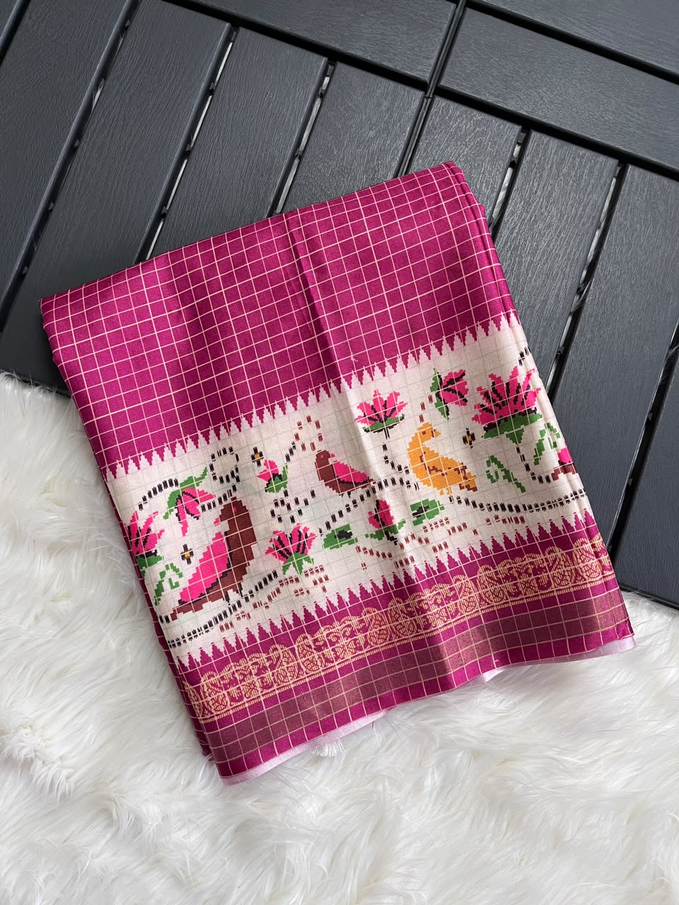 Desiring Function Wear Soft Linen Cotton Print n Rich Pallu Saree With Blouse Piece