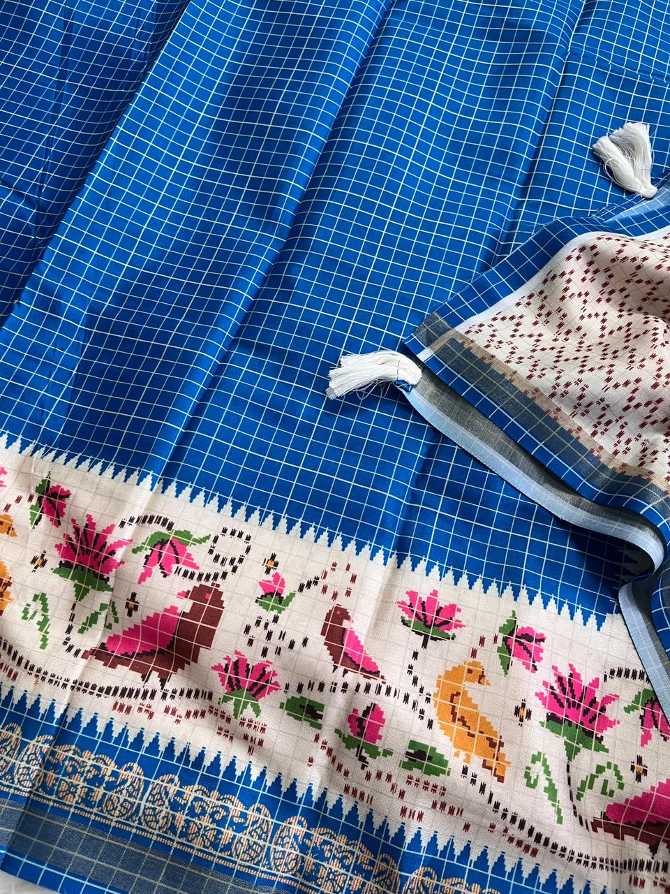 Desiring Function Wear Soft Linen Cotton Print n Rich Pallu Saree With Blouse Piece