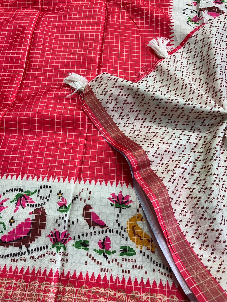 Desiring Function Wear Soft Linen Cotton Print n Rich Pallu Saree With Blouse Piece