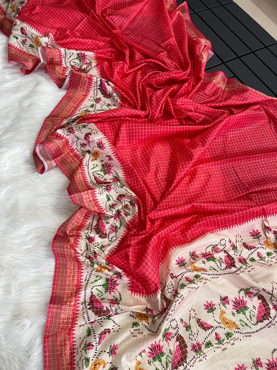 Desiring Function Wear Soft Linen Cotton Print n Rich Pallu Saree With Blouse Piece