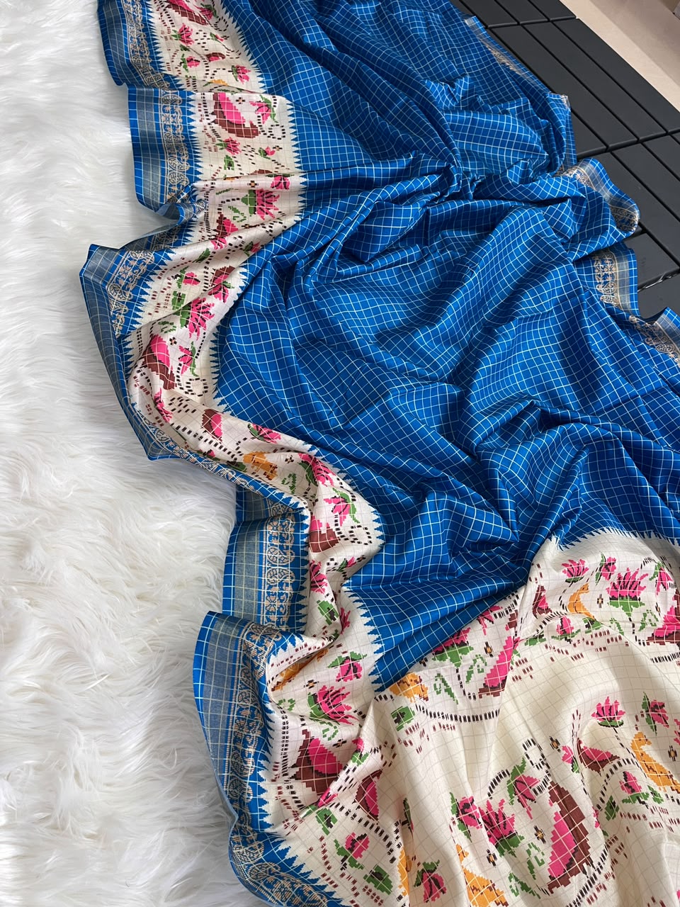 Desiring Function Wear Soft Linen Cotton Print n Rich Pallu Saree With Blouse Piece