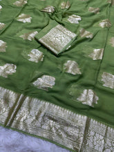 Load image into Gallery viewer, Gorgeous Function Wear Viscose Georgette Jacquard Zari Work Saree With Blouse Piece
