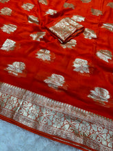 Load image into Gallery viewer, Gorgeous Function Wear Viscose Georgette Jacquard Zari Work Saree With Blouse Piece
