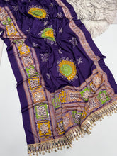 Load image into Gallery viewer, Incomparable Festive Wear Pure Satin Silk Ajrak Printed Rich Pallu n Mirror Work Designer Saree With Blouse Piece
