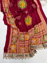 Load image into Gallery viewer, Incomparable Festive Wear Pure Satin Silk Ajrak Printed Rich Pallu n Mirror Work Designer Saree With Blouse Piece
