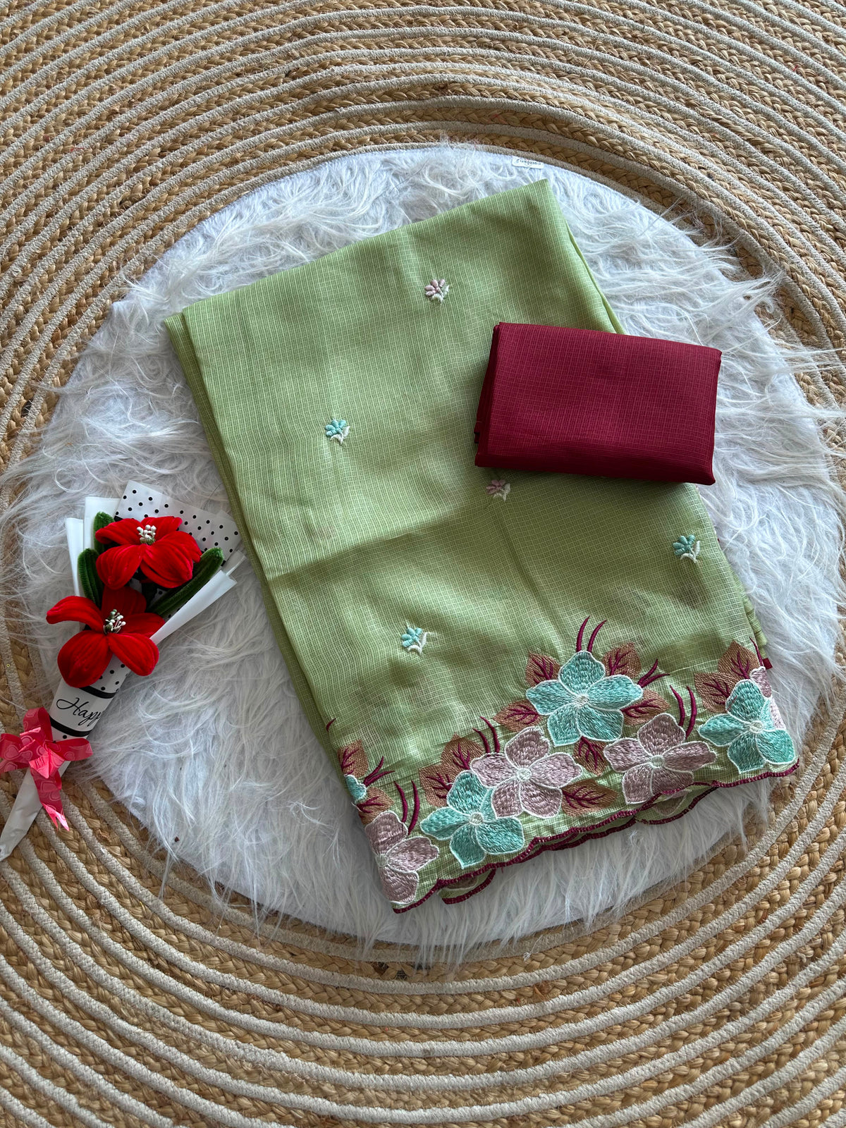 Exuberant Function Wear Soft Kota Doriya Embrodiered Thread n Cut Work Designer Saree For Occasion