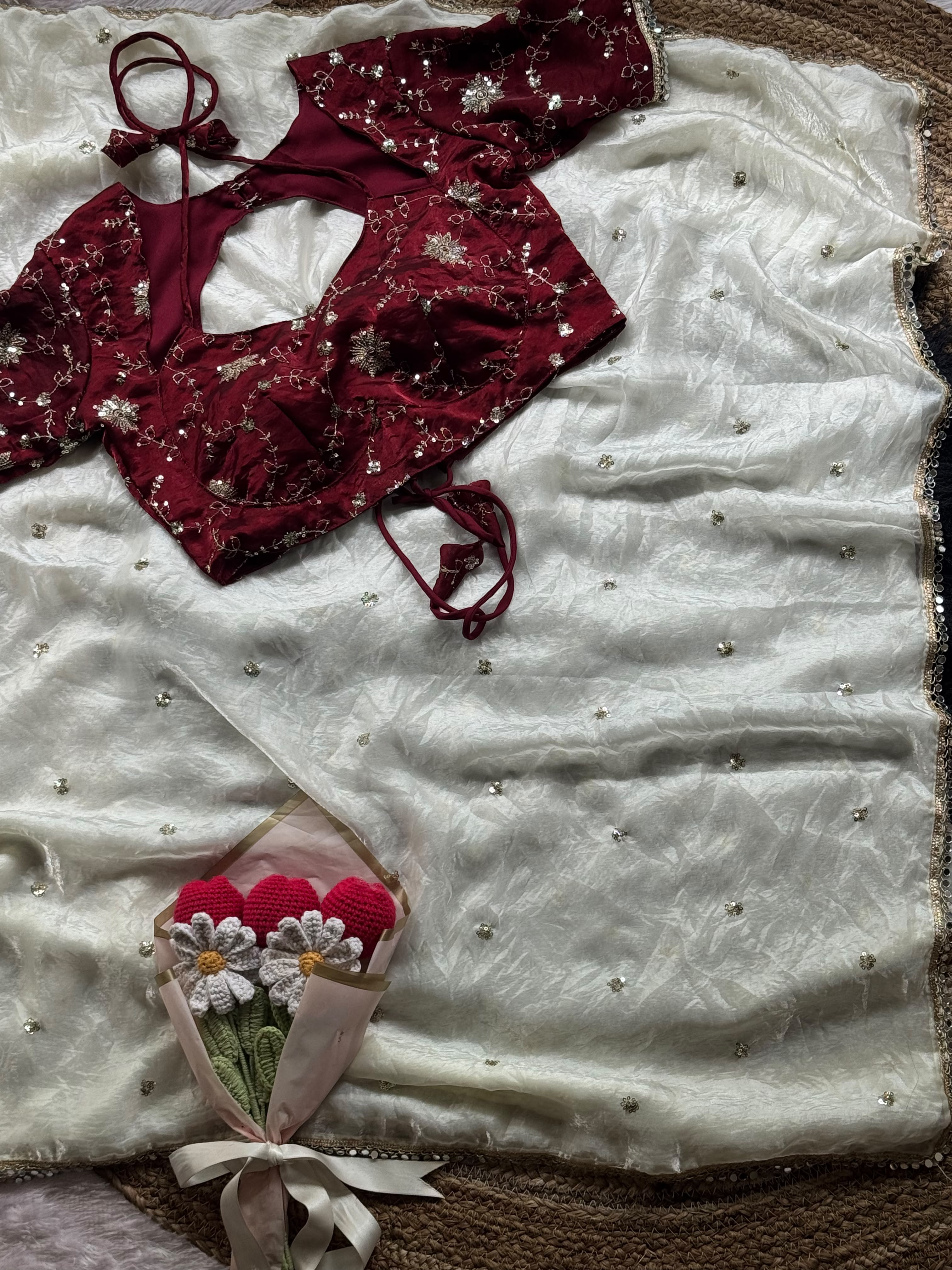 Blossom Wedding  Wear Soft Silk Sequence Embroidery n Mirror Lace Border Fancy Saree With Stitched Blouse