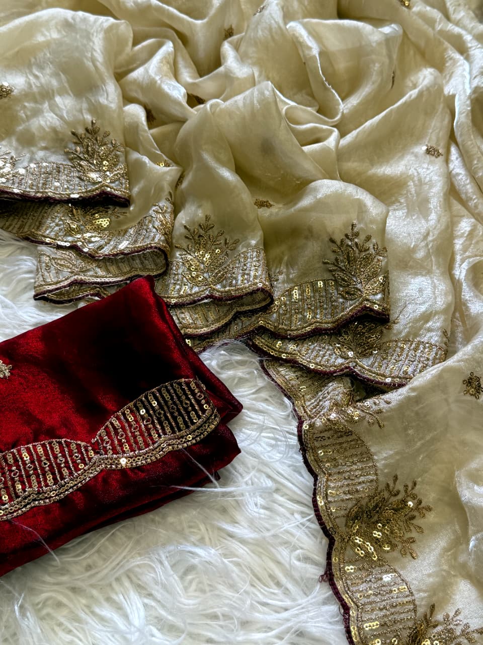 Entrancing Wedding Wear Silk Embroidery n Sequence Work Fancy Saree With Ravishing Blouse Piece