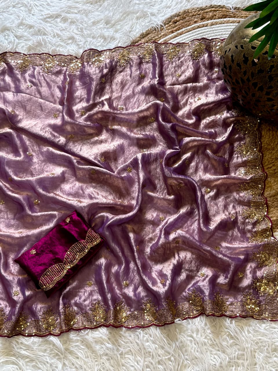 Entrancing Wedding Wear Silk Embroidery n Sequence Work Fancy Saree With Ravishing Blouse Piece
