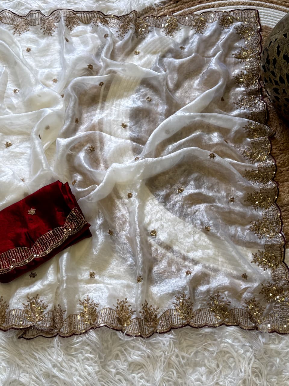Entrancing Wedding Wear Silk Embroidery n Sequence Work Fancy Saree With Ravishing Blouse Piece