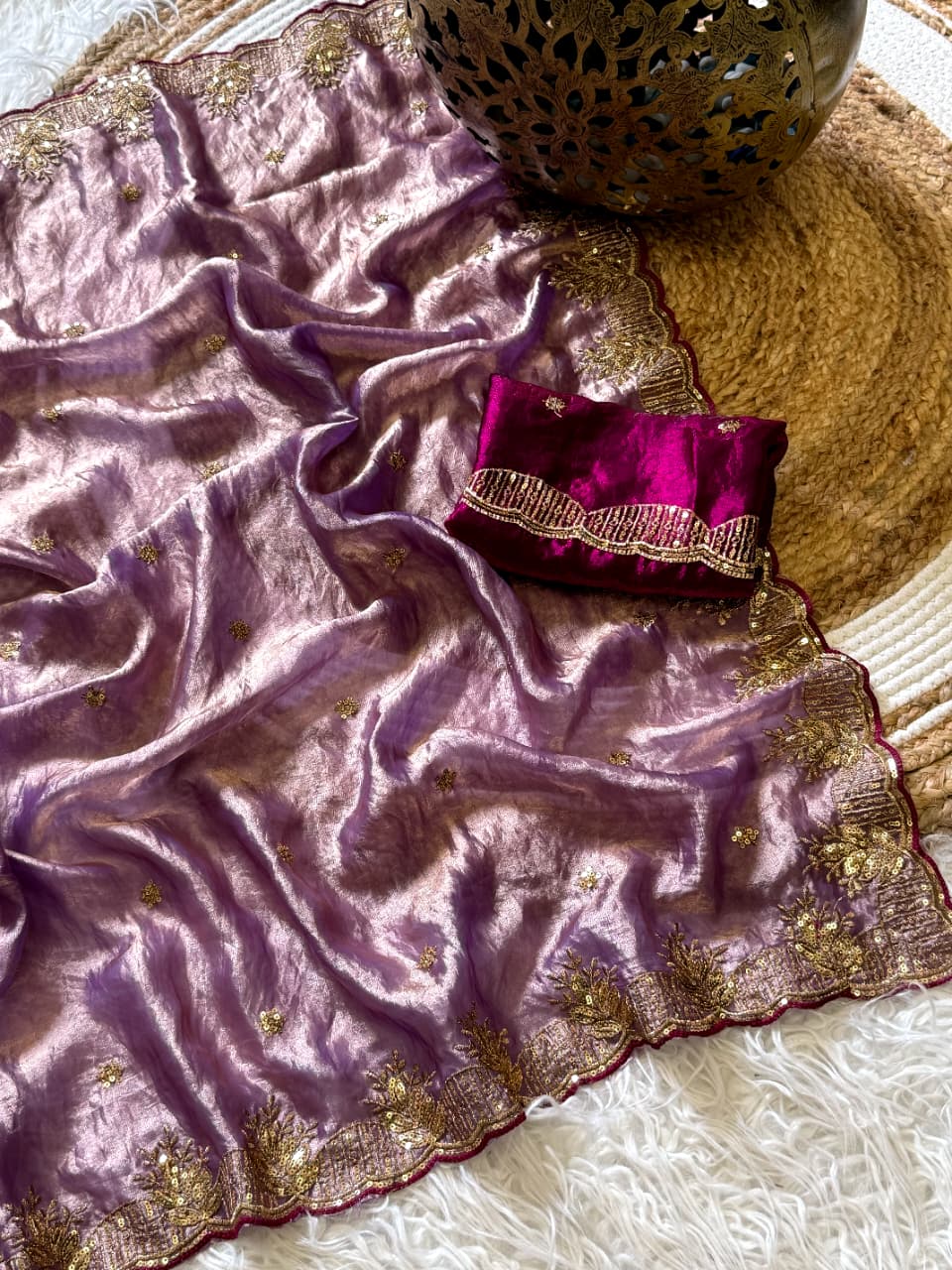 Entrancing Wedding Wear Silk Embroidery n Sequence Work Fancy Saree With Ravishing Blouse Piece