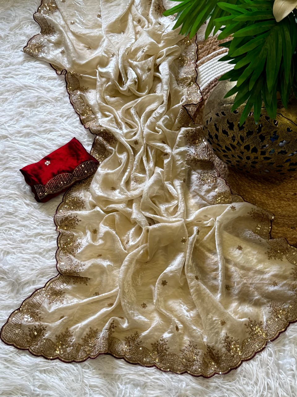 Entrancing Wedding Wear Silk Embroidery n Sequence Work Fancy Saree With Ravishing Blouse Piece