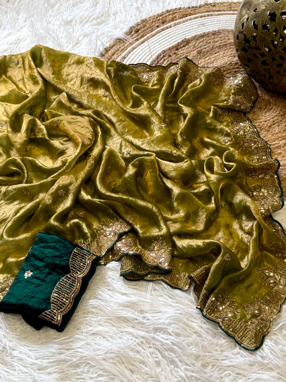 Entrancing Wedding Wear Silk Embroidery n Sequence Work Fancy Saree With Ravishing Blouse Piece