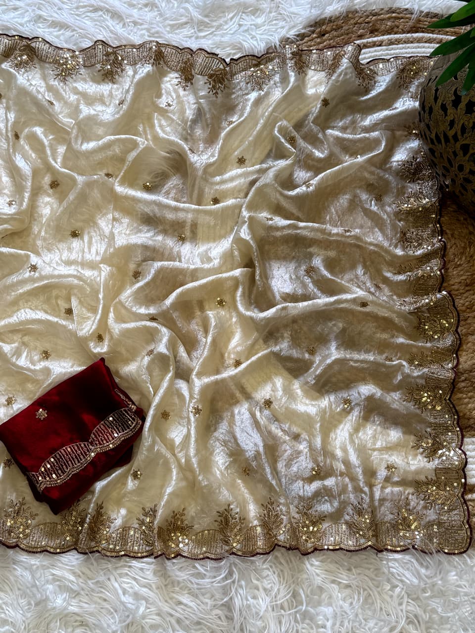 Entrancing Wedding Wear Silk Embroidery n Sequence Work Fancy Saree With Ravishing Blouse Piece