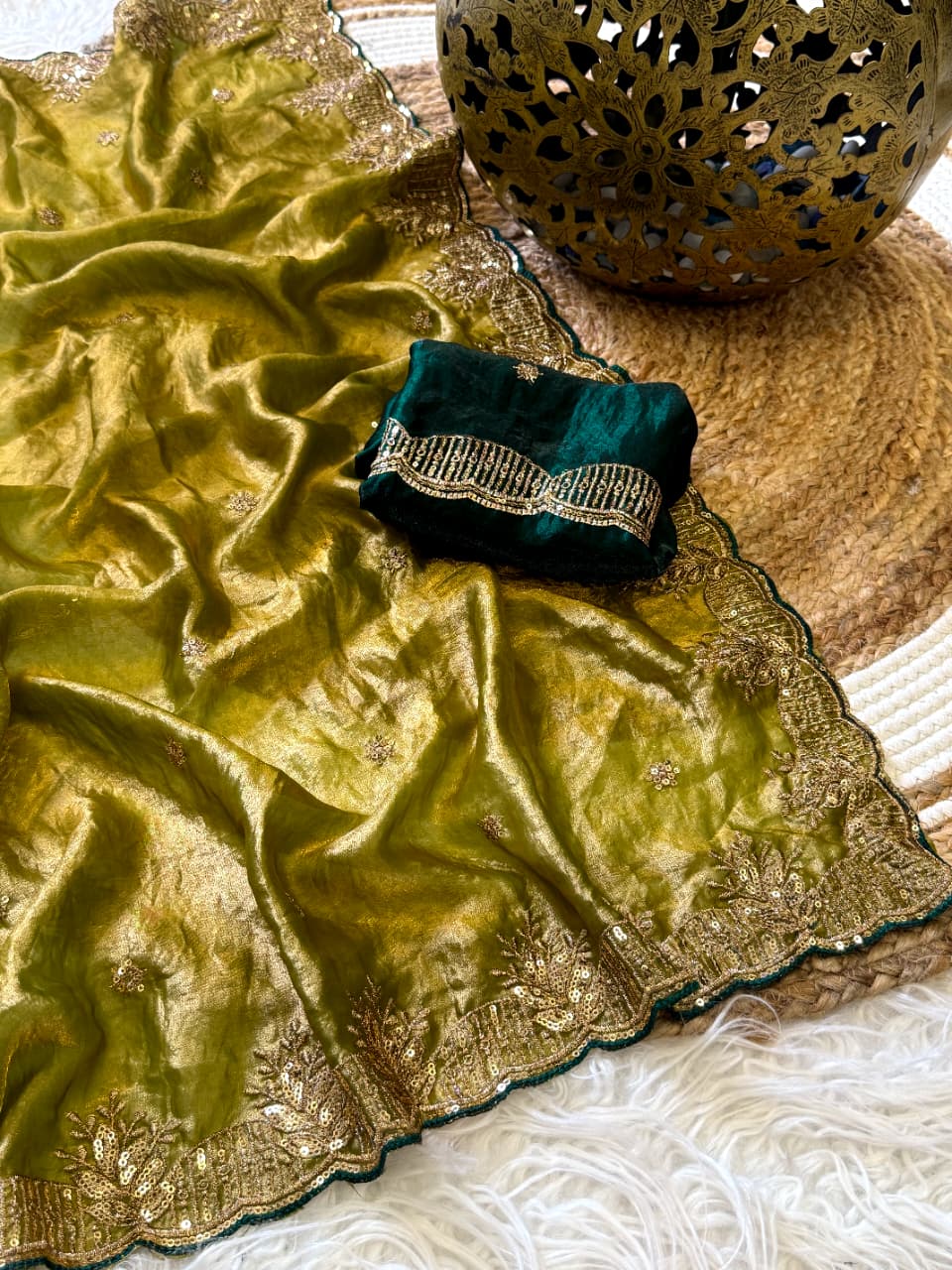 Entrancing Wedding Wear Silk Embroidery n Sequence Work Fancy Saree With Ravishing Blouse Piece