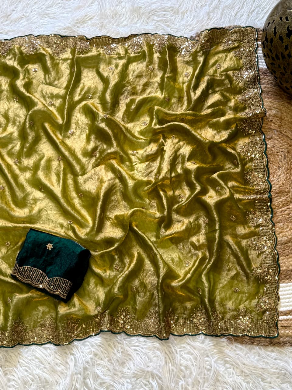 Entrancing Wedding Wear Silk Embroidery n Sequence Work Fancy Saree With Ravishing Blouse Piece