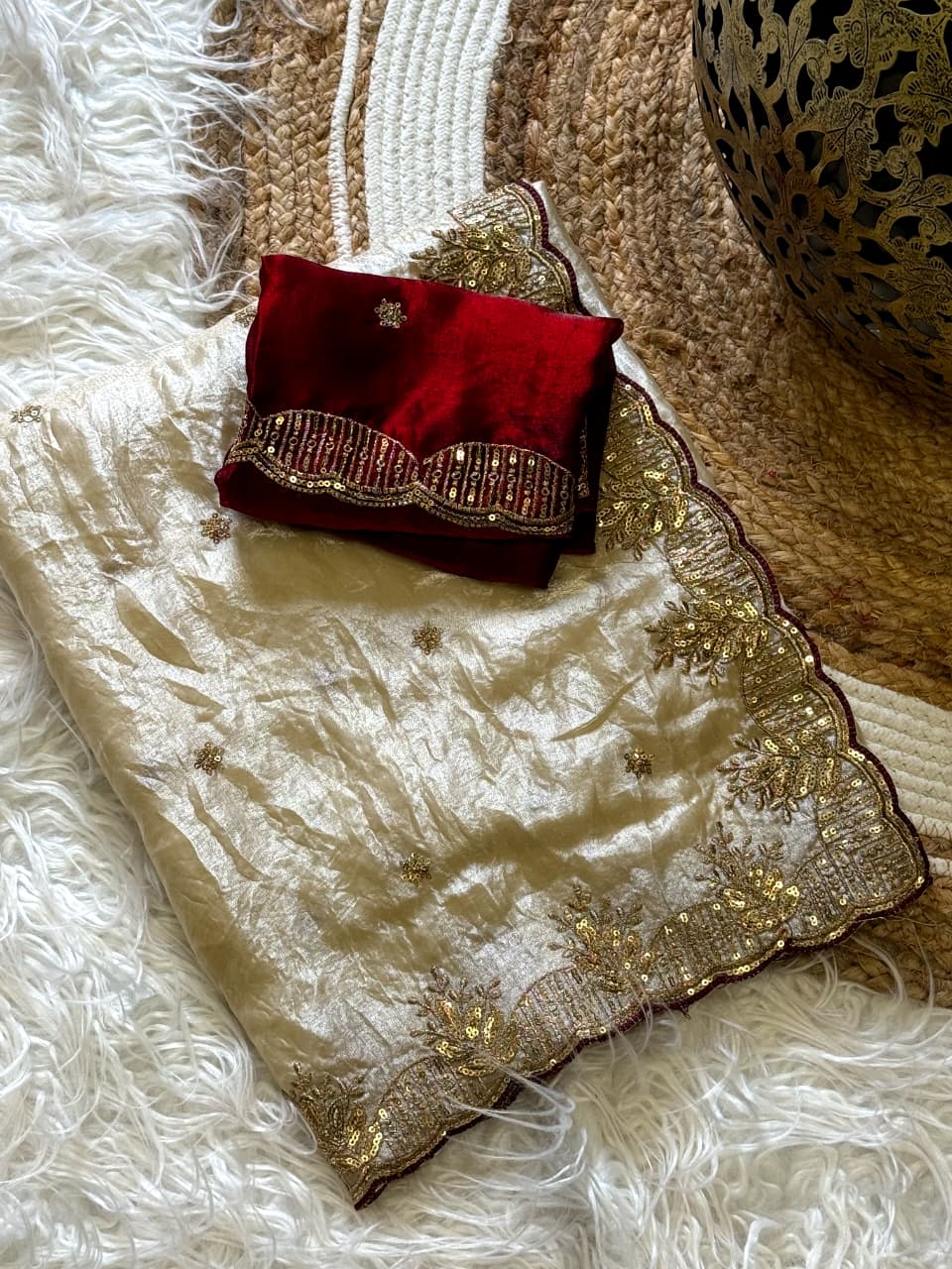 Entrancing Wedding Wear Silk Embroidery n Sequence Work Fancy Saree With Ravishing Blouse Piece