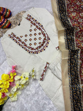 Load image into Gallery viewer, Divine Party Wear Cotton Embroidery n Sequence Work Designer Straight Kurta With Trouser n Dupatta Set
