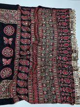 Load image into Gallery viewer, Excellent Festive Wear Pure Silk Ajrak Printed Rich Pallu n Original Mirror Work Designer Saree With Blouse Piece
