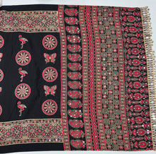 Load image into Gallery viewer, Excellent Festive Wear Pure Silk Ajrak Printed Rich Pallu n Original Mirror Work Designer Saree With Blouse Piece
