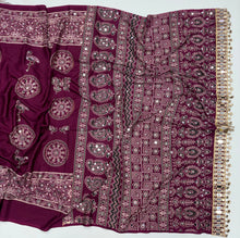 Load image into Gallery viewer, Excellent Festive Wear Pure Silk Ajrak Printed Rich Pallu n Original Mirror Work Designer Saree With Blouse Piece
