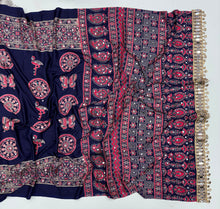 Load image into Gallery viewer, Excellent Festive Wear Pure Silk Ajrak Printed Rich Pallu n Original Mirror Work Designer Saree With Blouse Piece
