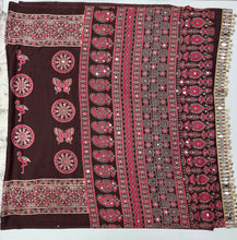 Load image into Gallery viewer, Excellent Festive Wear Pure Silk Ajrak Printed Rich Pallu n Original Mirror Work Designer Saree With Blouse Piece
