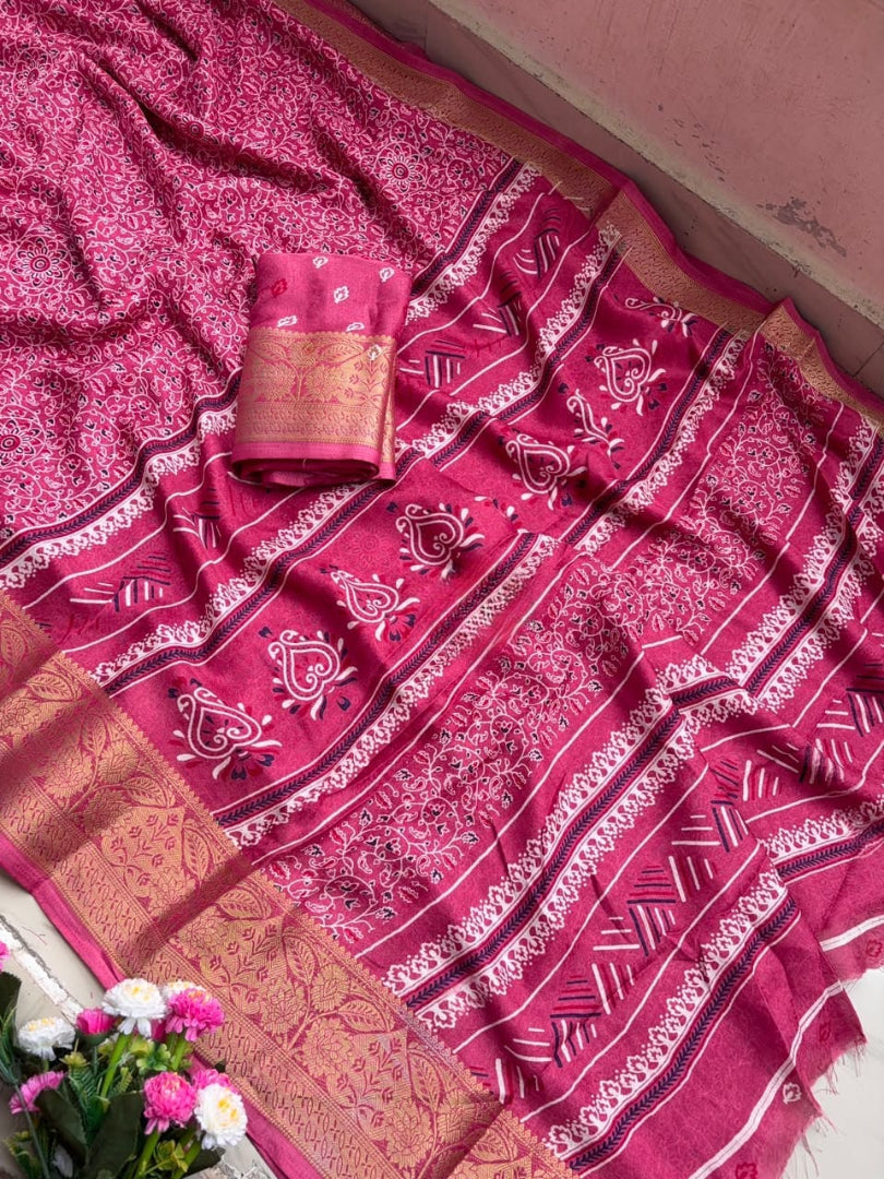 Splendorous Function Wear Silk Jacquard Weaving Border n Rich Pallu Fancy Saree With Blouse Piece