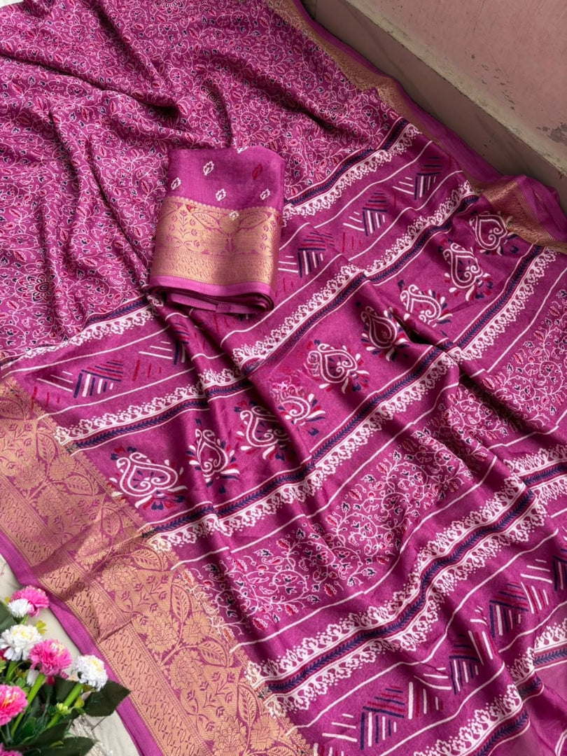 Splendorous Function Wear Silk Jacquard Weaving Border n Rich Pallu Fancy Saree With Blouse Piece